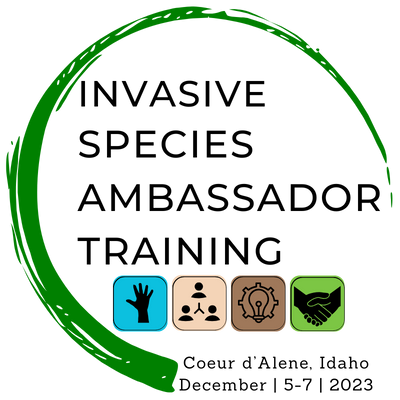 Logo that reads Invasive Species Ambassador Training. Coeur d'Alene, Idaho, December 5-7, 2025.