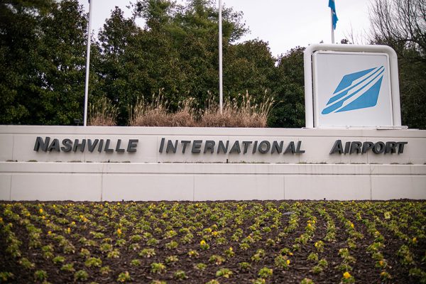 Entrance sign for Nashville International Airport