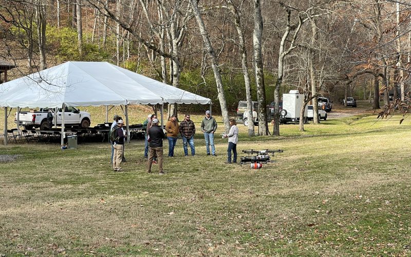 Attendees at Field Day location